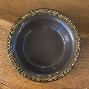 Vtg 70s Franciscan Jamoca Brown Earthenware Bowl Decorative Yellow Gold Band Rim